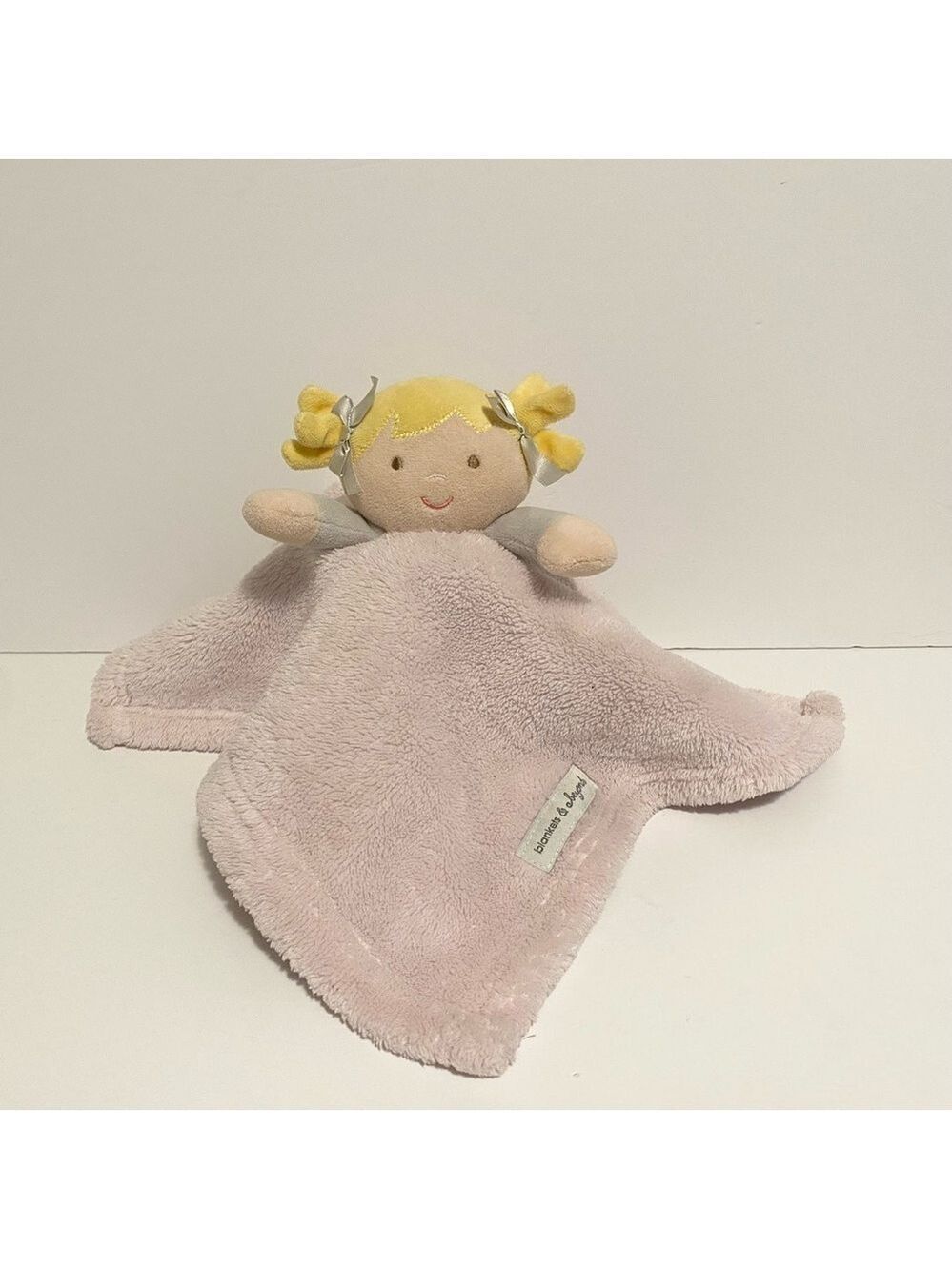 Blankets & Beyond Bunny Lovey Pink White Security Blanket Baby Girl Cuddle Toy